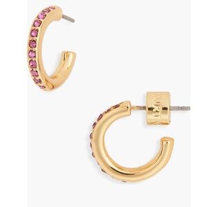Kurt Geiger Pink Pavé Crystal Mini Huggie Hoop Earrings New Kurt Box Retail:$48